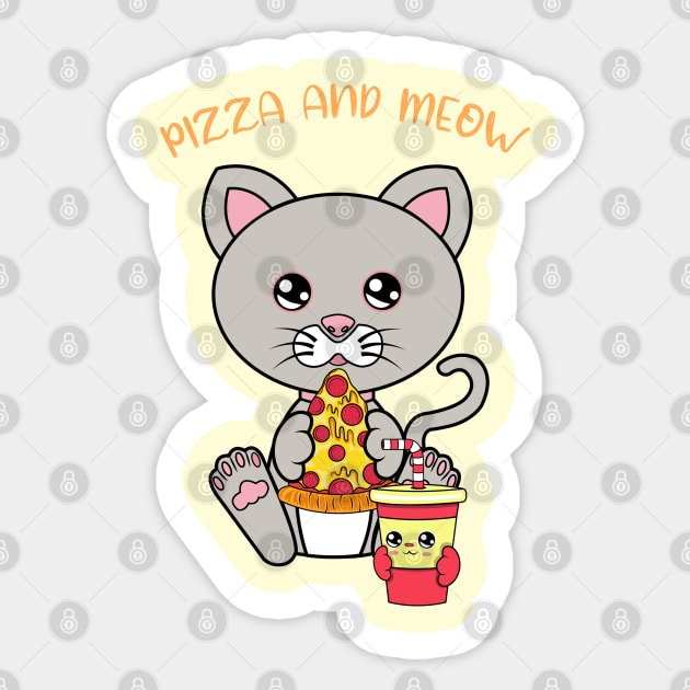 All I Need is pizza and cats, pizza and cats Sticker by JS ARTE